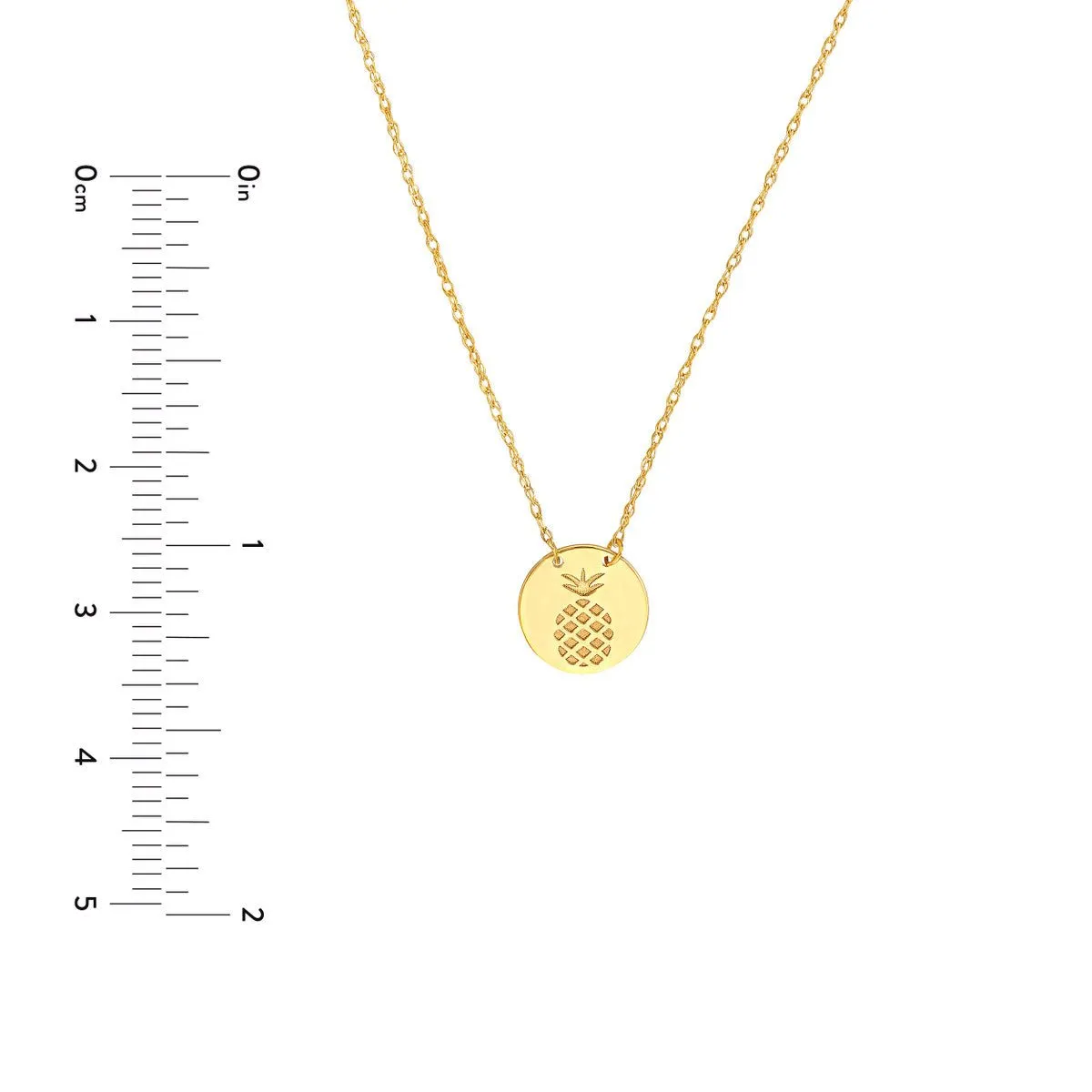 14K Yellow Gold So You Etched Pineapple Mini Disc Necklace