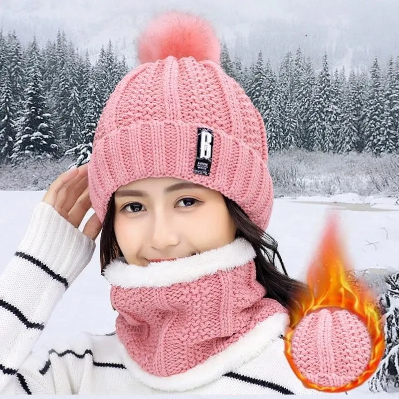 2-Piece Set: Women's Knitted Hat Scarf Caps Neck Warmer Winter Hat