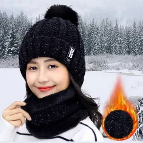 2-Piece Set: Women's Knitted Hat Scarf Caps Neck Warmer Winter Hat