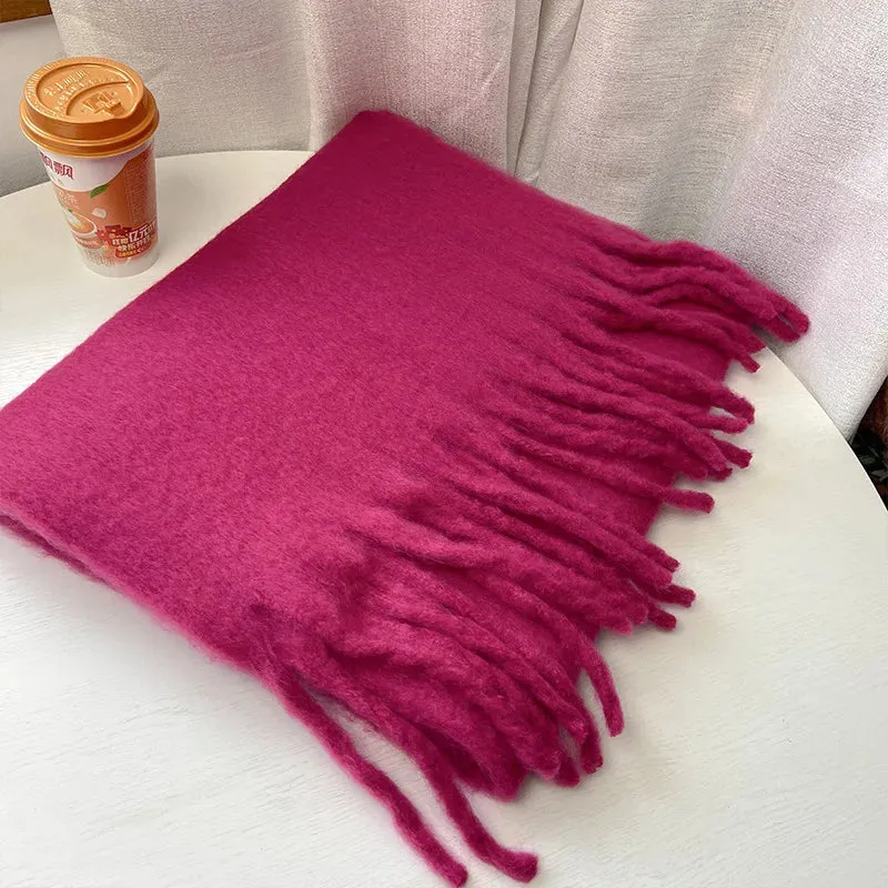 28-Color Long Muffler Soft Thick Mohair Warm Scarf