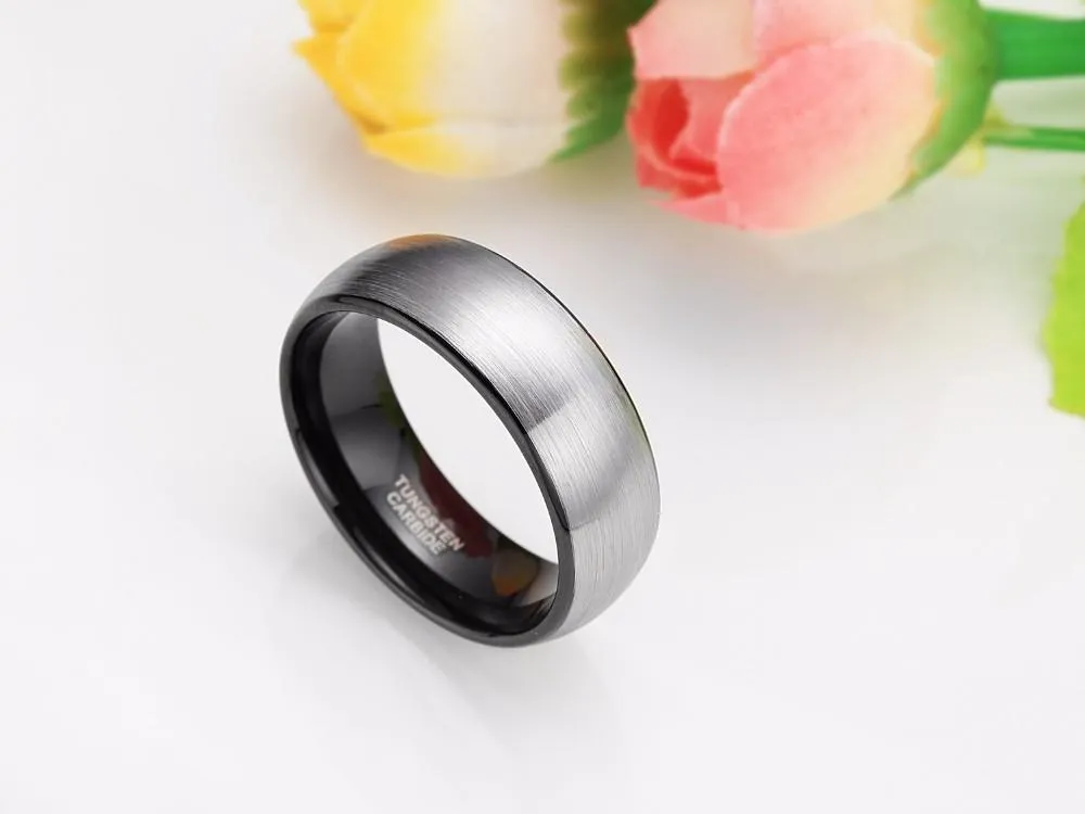 8mm Classic Brushed Men Tungsten Carbide Ring