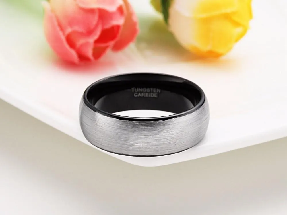 8mm Classic Brushed Men Tungsten Carbide Ring