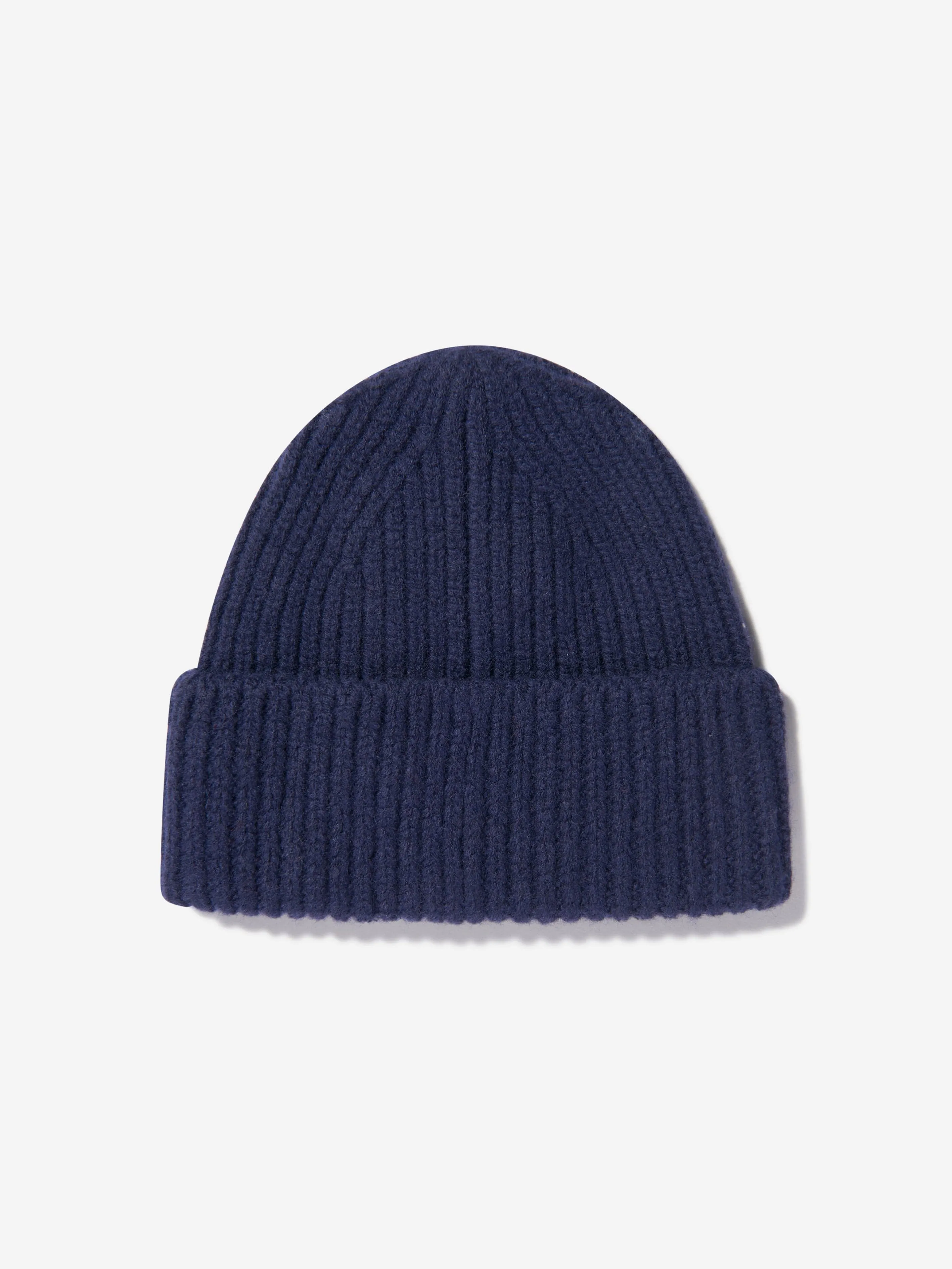 Acne Studios Kids Wool Beanie Hat in Navy