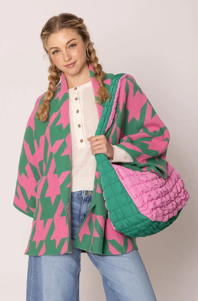 AKA Alpha Kappa Alpha Inspired Bag - Sorority Large Pink Green Quilted Shoulder Bag