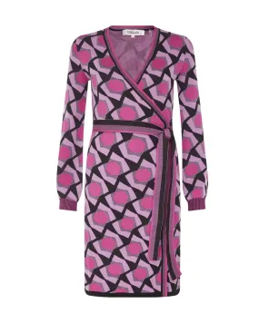 Alexio Wrap Dress | Cube Geo Large Wine Pink