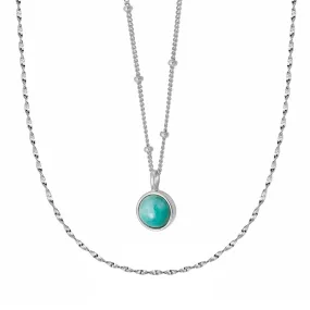 Amazonite Necklace Layering Set Sterling Silver