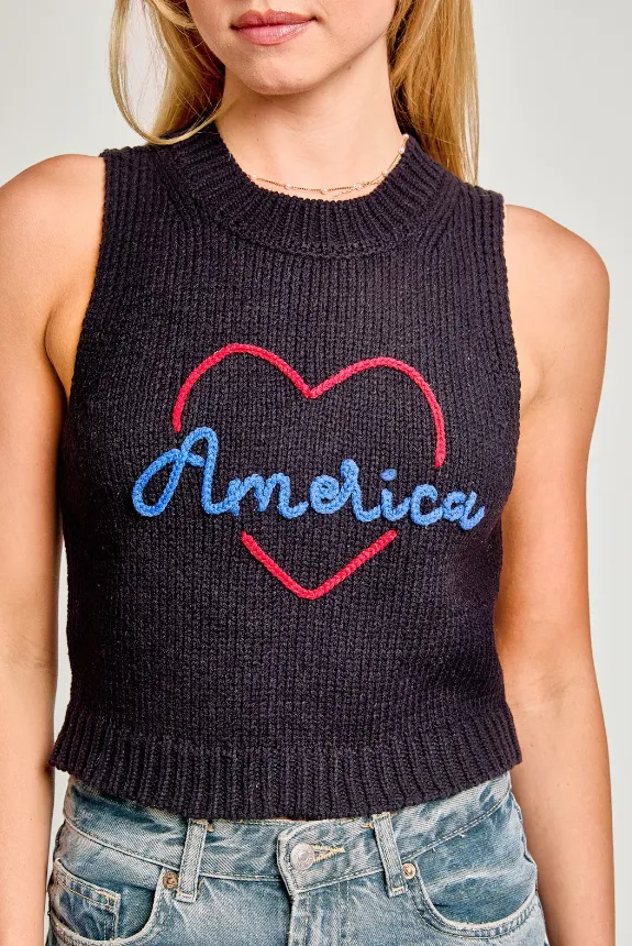 America Heart Knit Tank Top