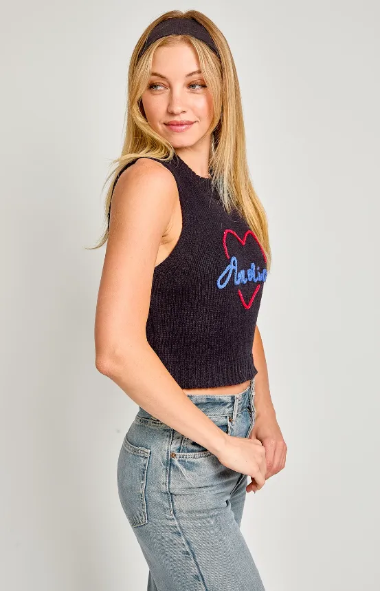 America Heart Knit Tank Top