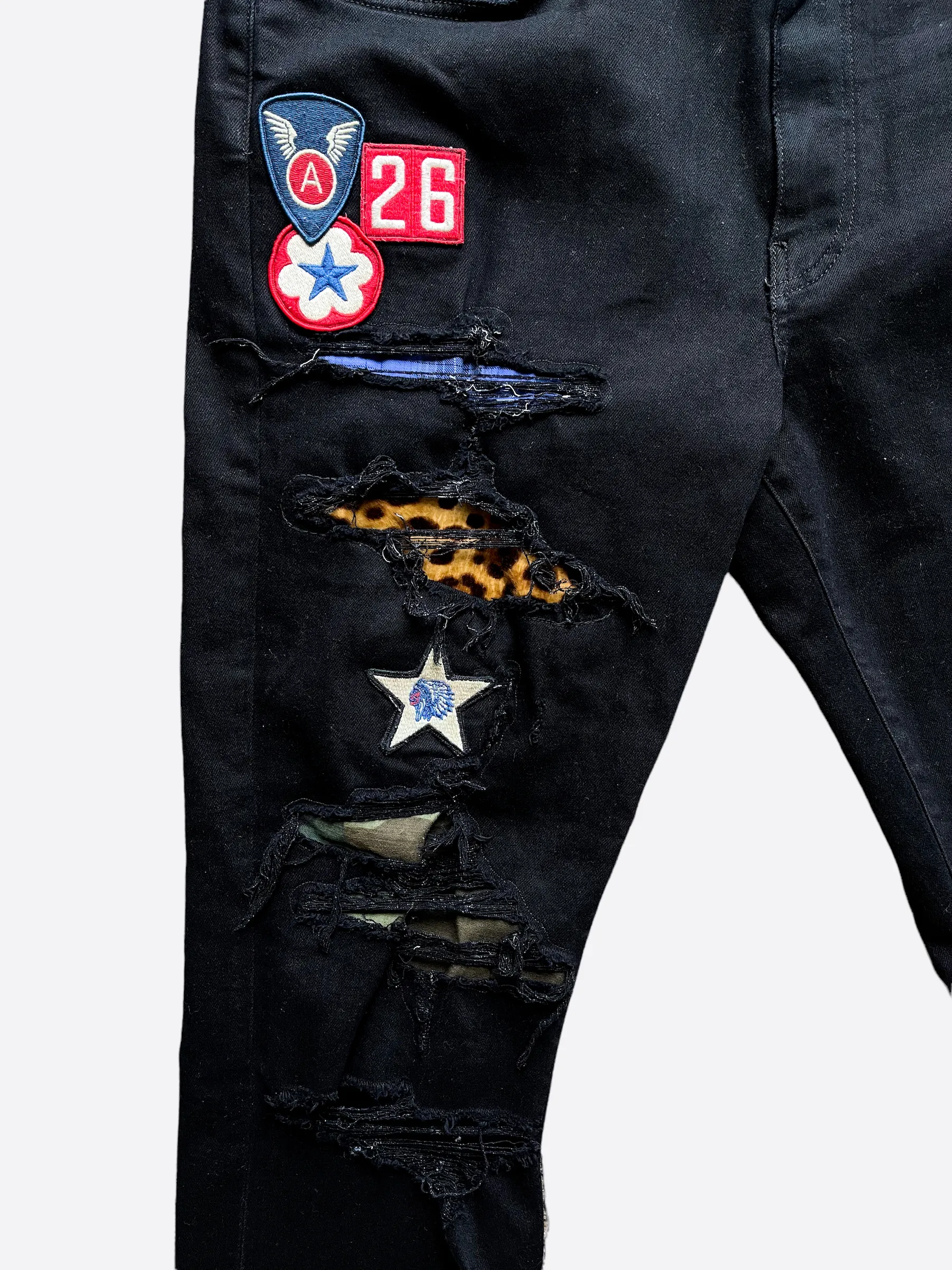 Amiri Black Art Patch Distressed Denim