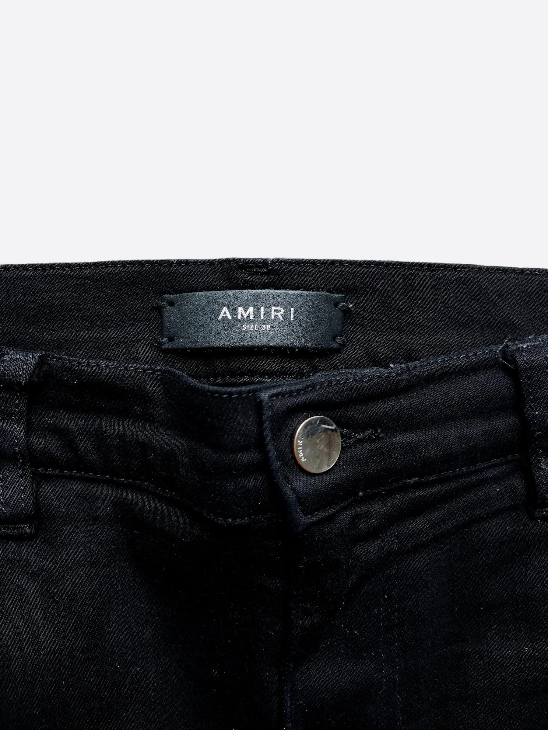 Amiri Black Art Patch Distressed Denim