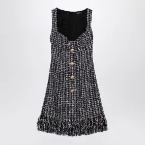 BALMAIN Elegant Tweed Mini Dress with Decorative Buttons