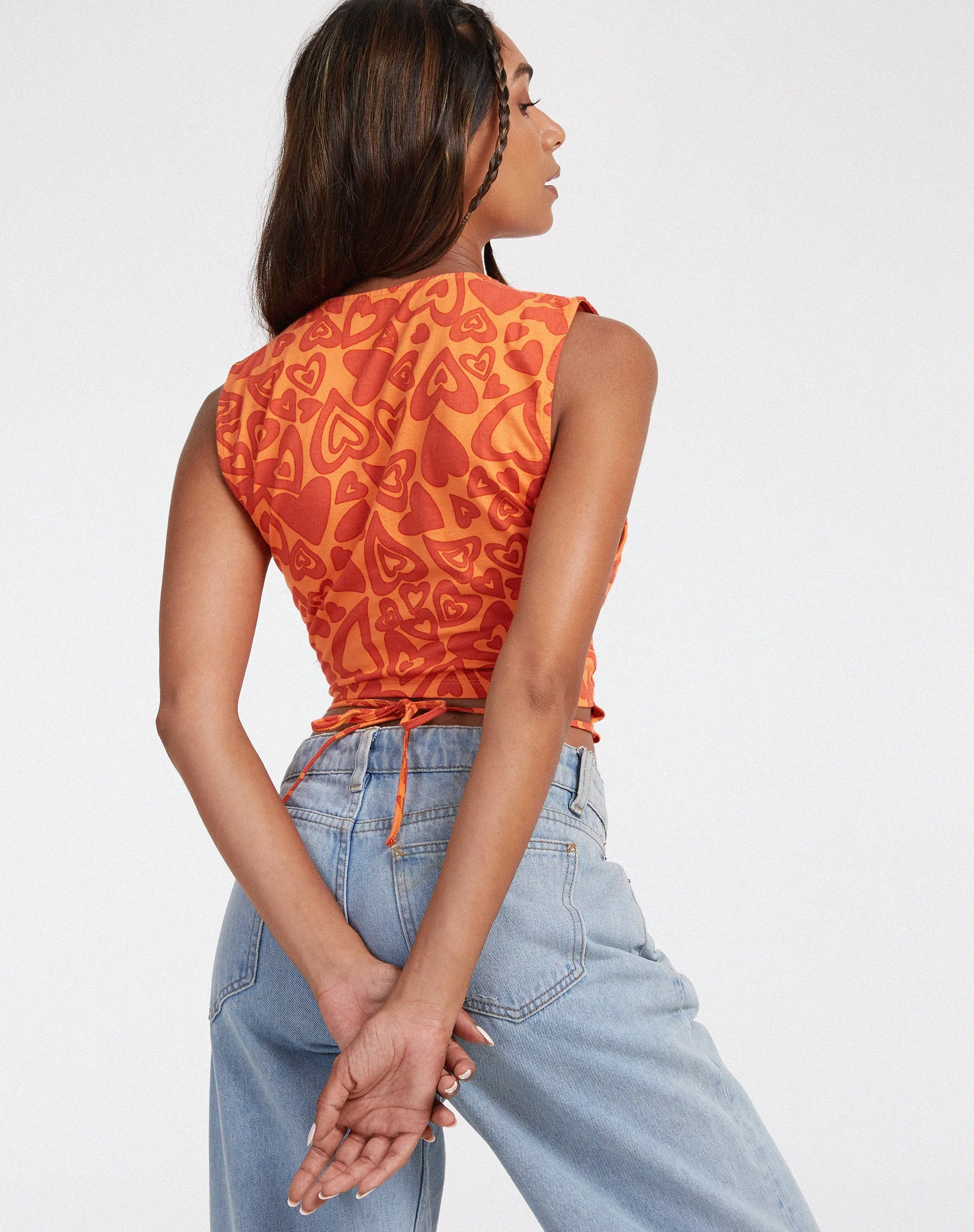 Baruna Top in Retro Heart Orange