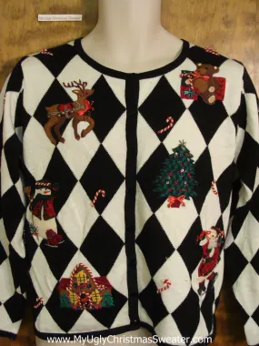 Best 80s Eye Numbing Ugliest Christmas Sweater with Reindeer