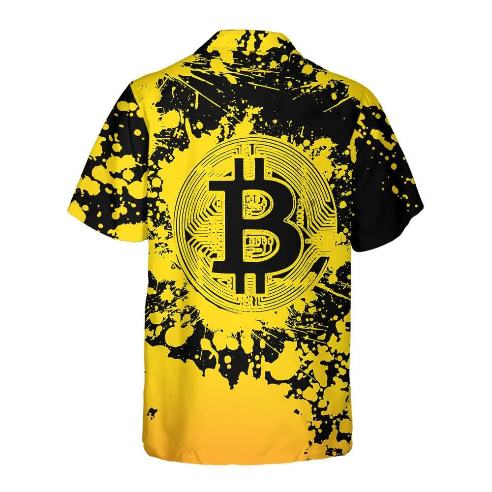 Bitcoin Cryptocurrency Hawaiian Shirt, Yellow And Black Bitcoin Shirt For Men & Women