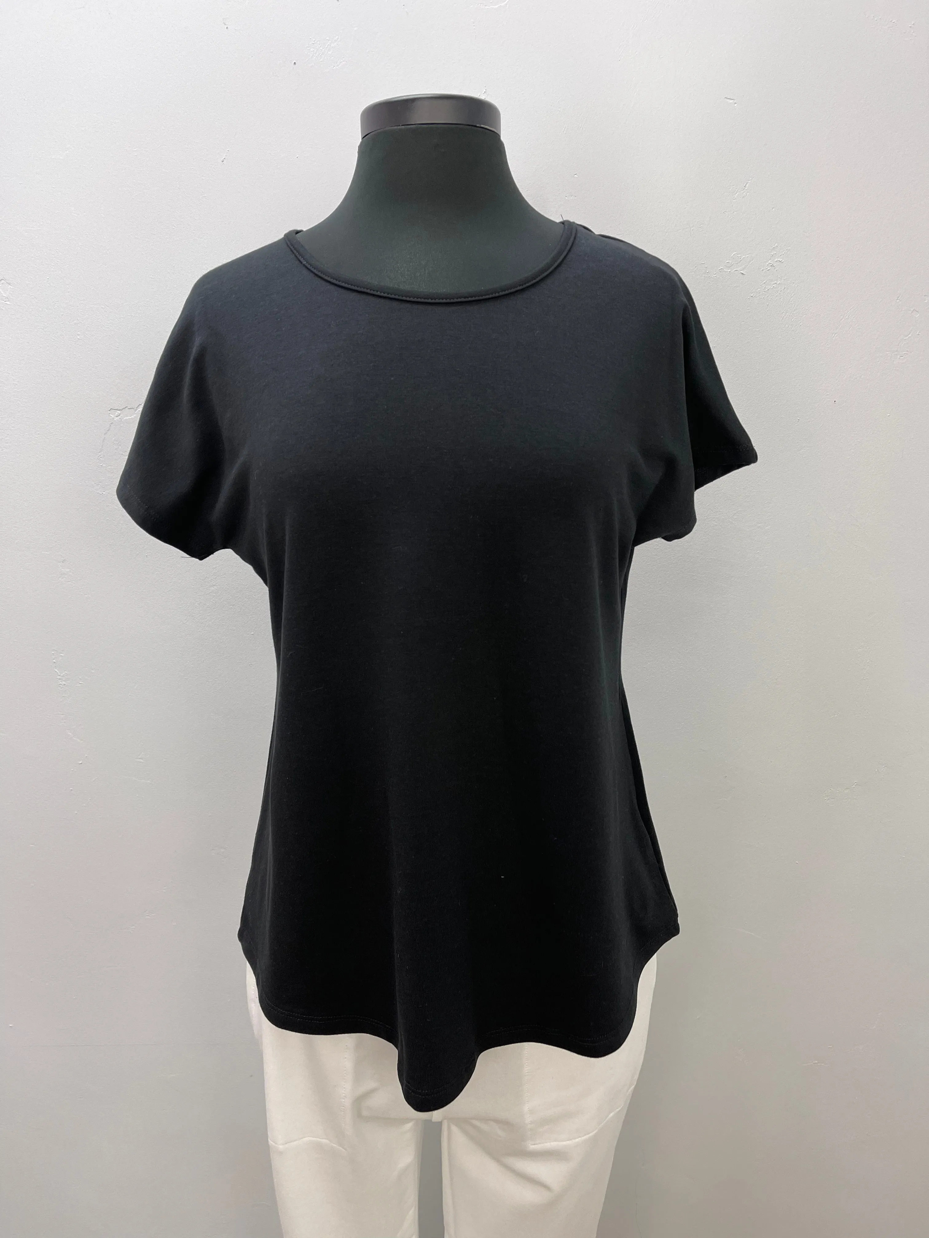 Black Short Sleeve Bamboo French Terry Basic Tee