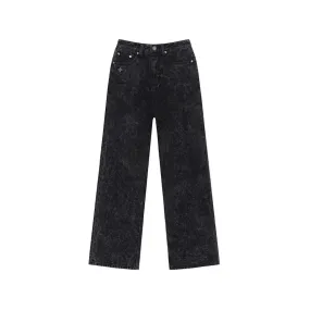 Black Snowflake Vintage Wide Leg Jeans Black