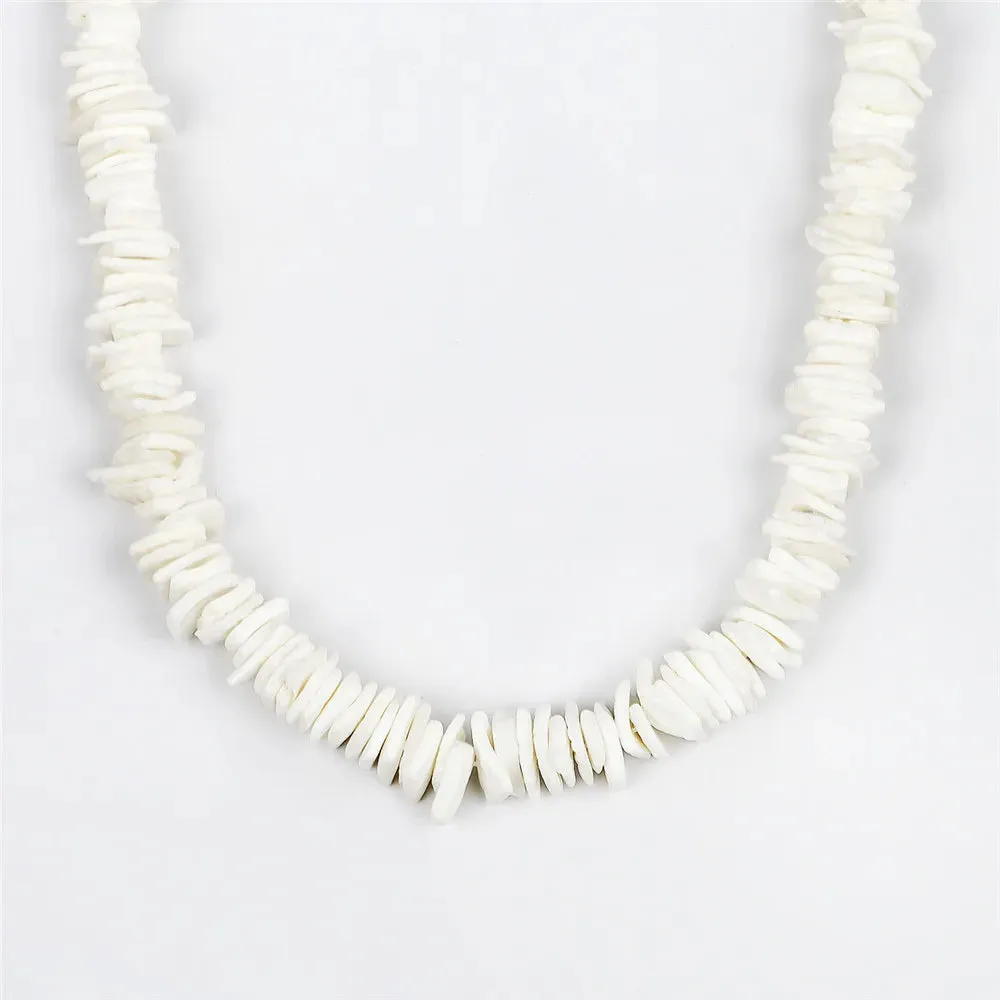 Bohemian Hawaii Puka White Clam Chips Shell Necklace