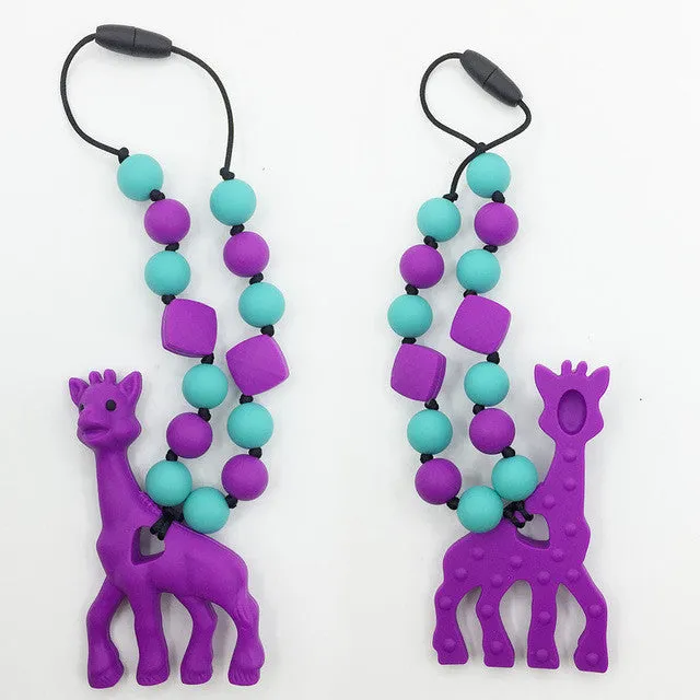 BPA Free Silicone Giraffe Teething Toy for Baby Carrier. Accessory . Babywearing. Silicone teether giraffe carrier