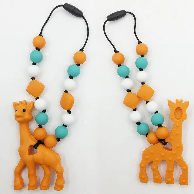 BPA Free Silicone Giraffe Teething Toy for Baby Carrier. Accessory . Babywearing. Silicone teether giraffe carrier