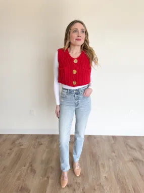 Bryce Crop Sweater Vest in Red