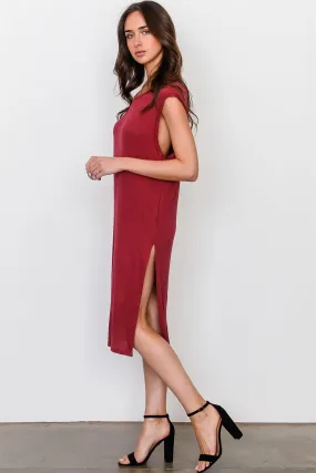 Burgundy Side Split Long Tunic Top /3-2