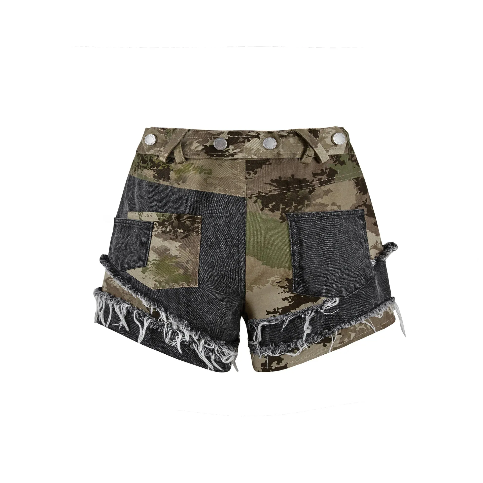 Camo Patch Denim Shorts