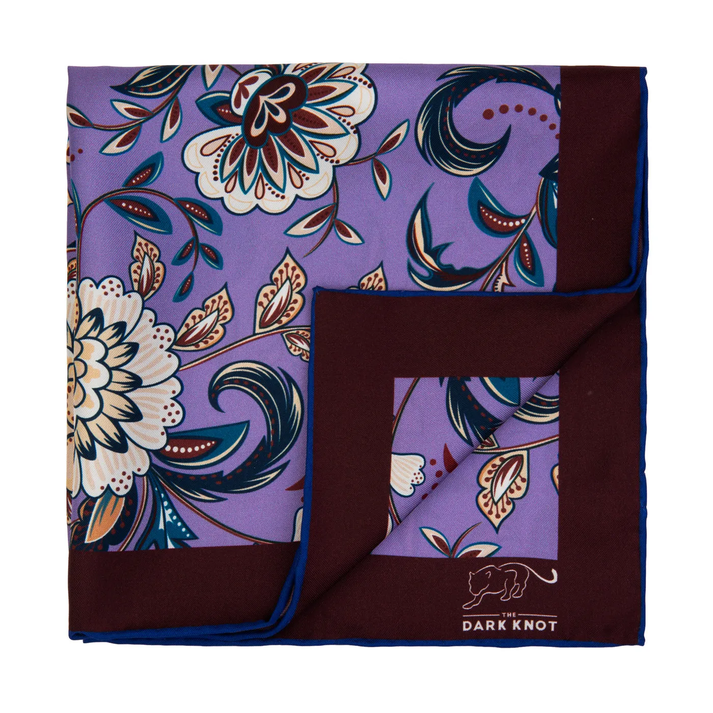 Chesterfield Floral Silk Pocket Square, Lilac / Blue / White