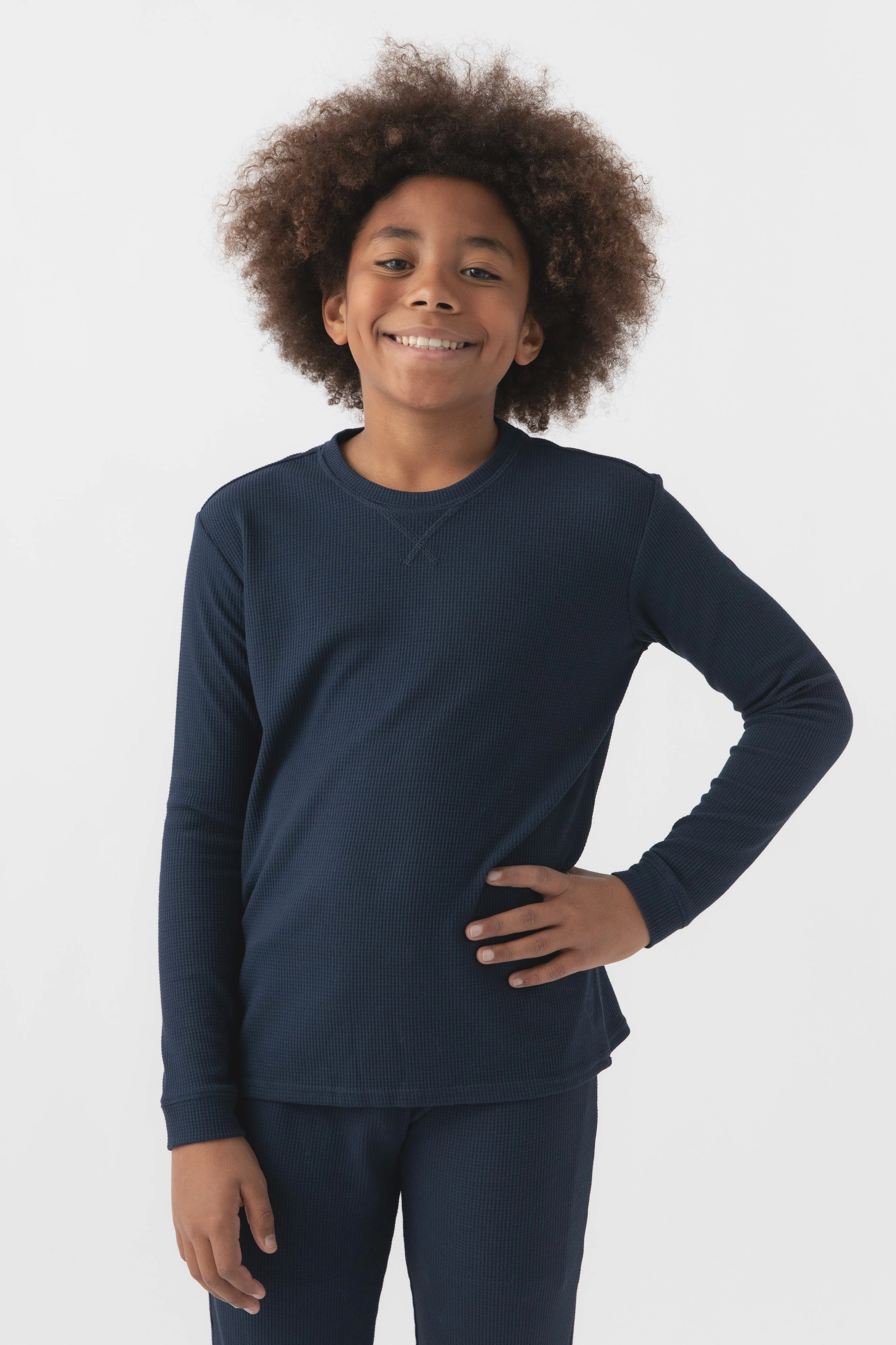 Children's Bamboo Waffle Knit Base Layer Long Sleeve