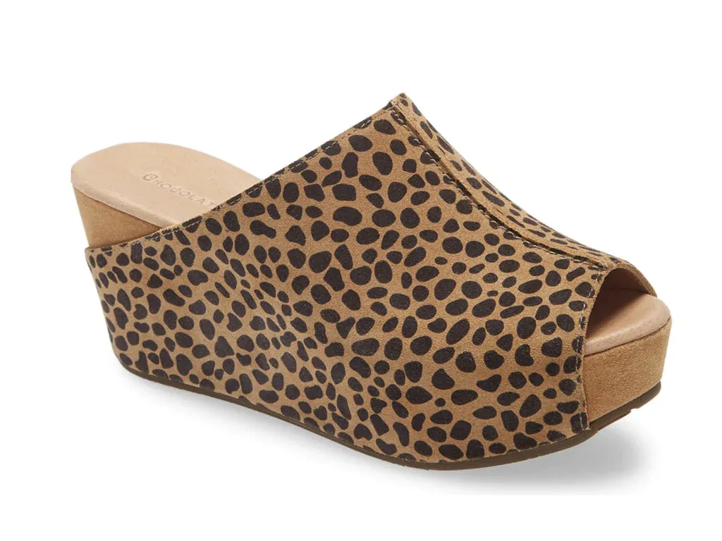 CHOCOLAT BLU Wynn Brown Leopard Suede platform sandal