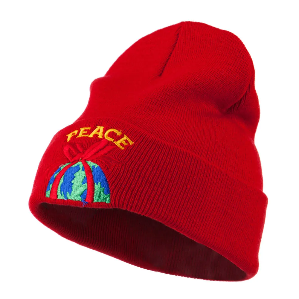 Christmas World Peace Embroidered Beanie