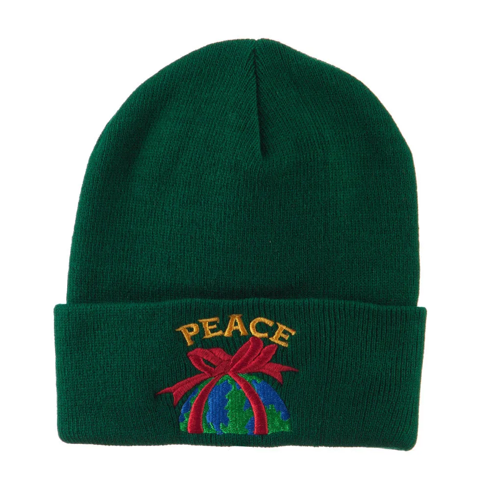 Christmas World Peace Embroidered Beanie