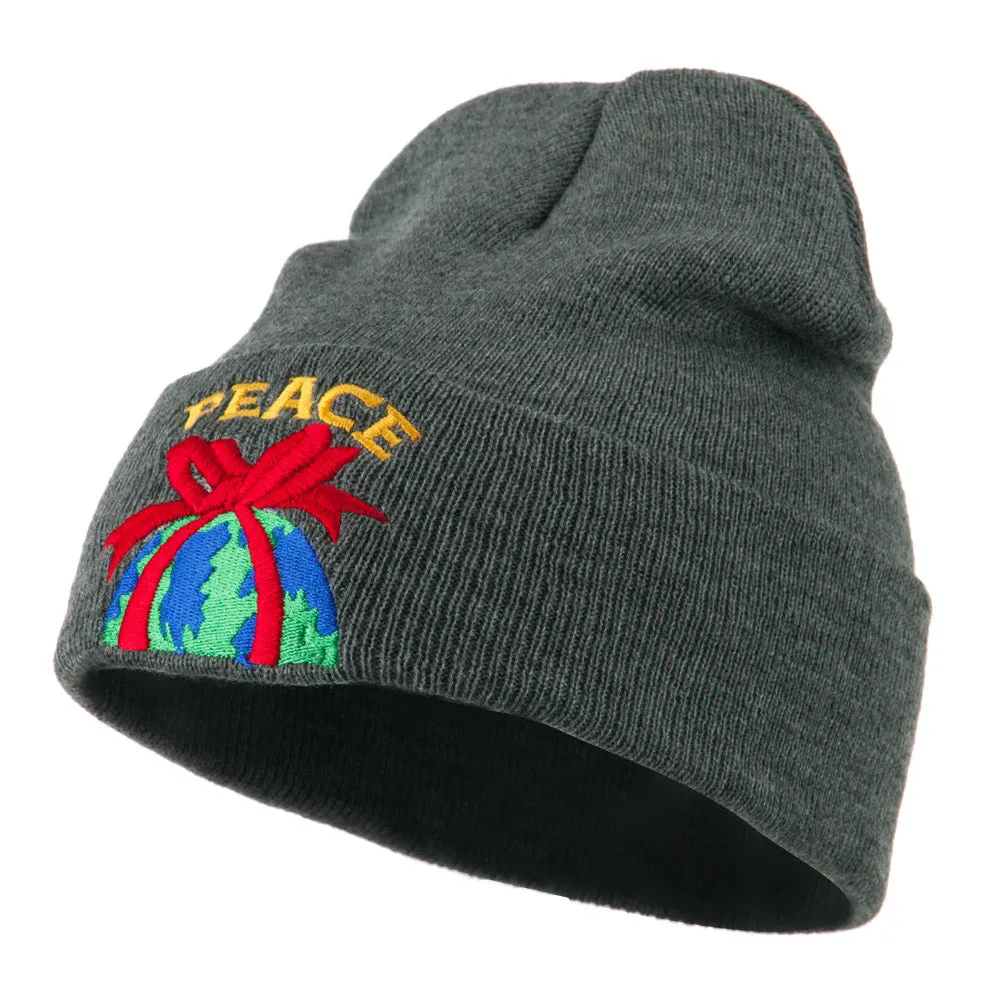 Christmas World Peace Embroidered Beanie