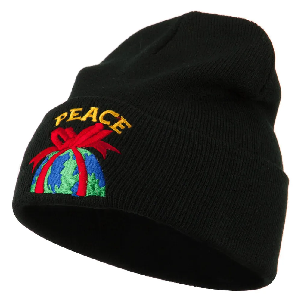 Christmas World Peace Embroidered Beanie