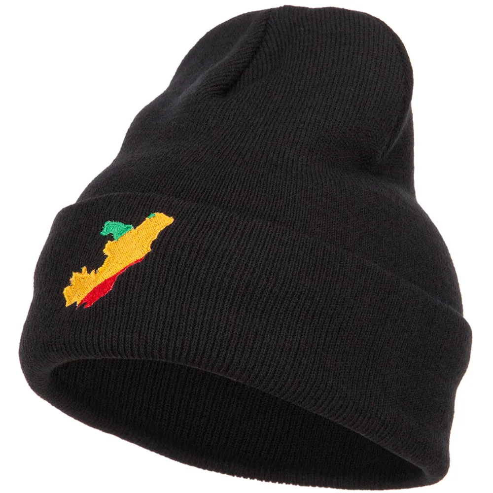 Congo Flag Map Embroidered Long Beanie