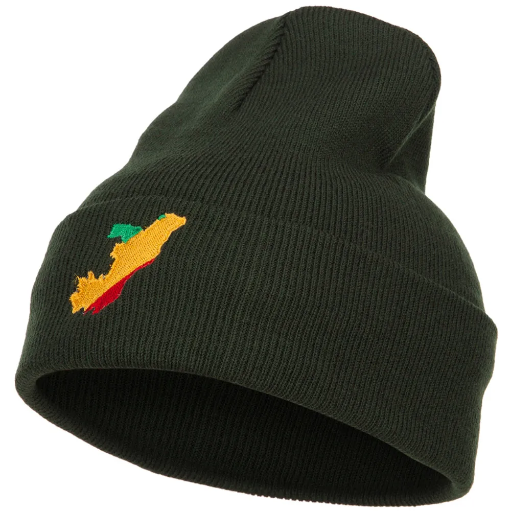 Congo Flag Map Embroidered Long Beanie