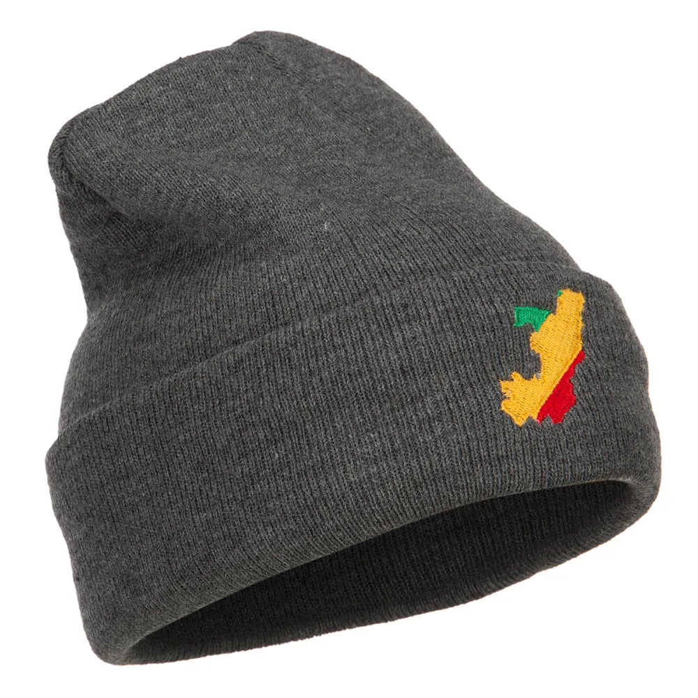 Congo Flag Map Embroidered Long Beanie