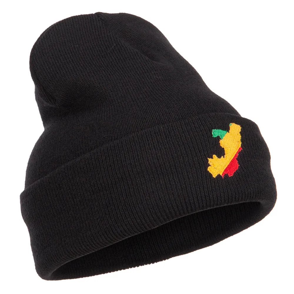 Congo Flag Map Embroidered Long Beanie