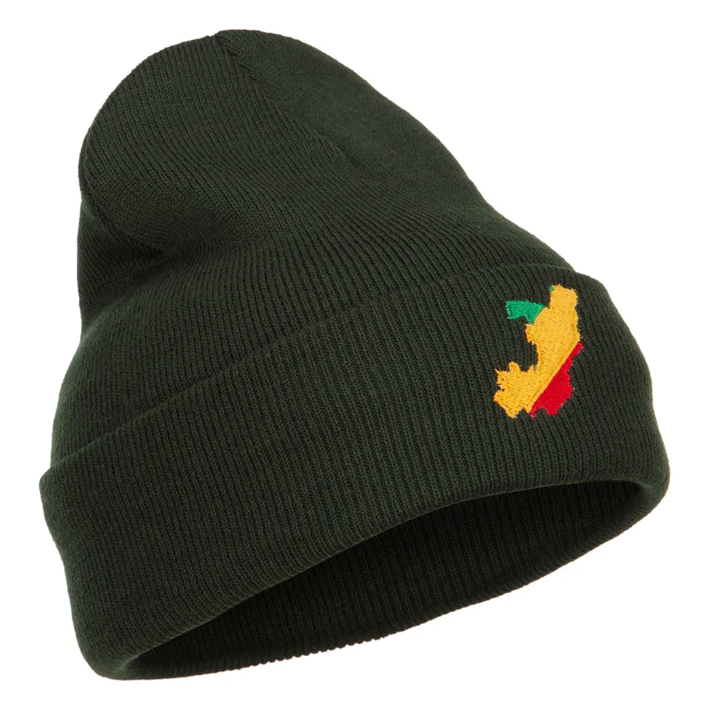 Congo Flag Map Embroidered Long Beanie