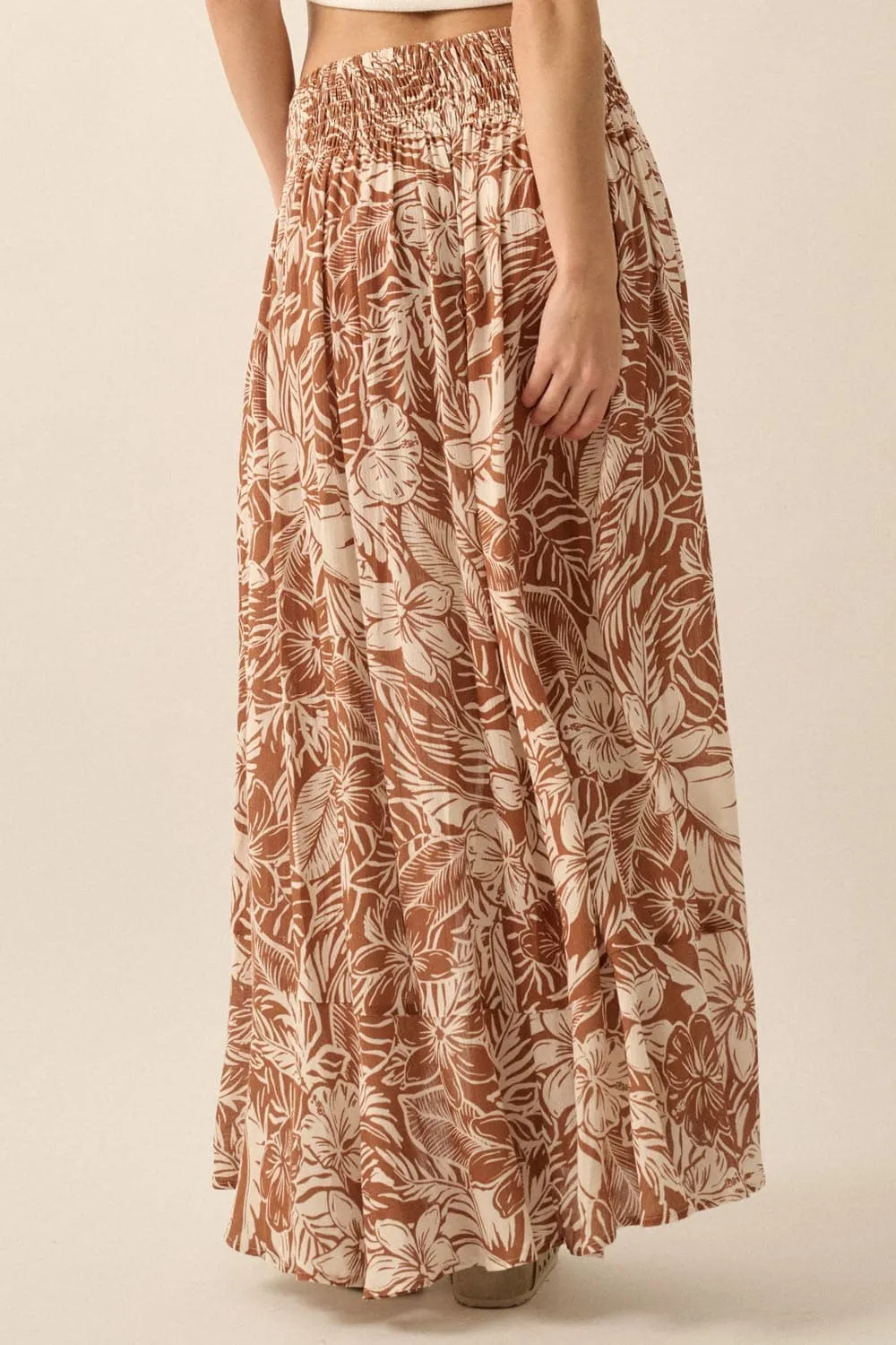 Coral Sands High Waisted Floral Maxi Skirt