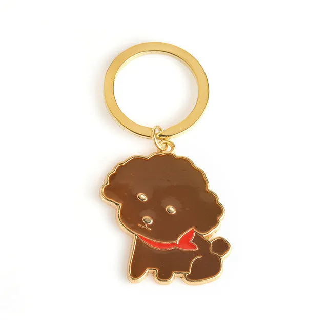 Cute Animal Keychain Dog Black Cat Kitty Polar Bear Crocodile Fox Key Chain Corgi Bulldog Puppy  Keyring Accessories Pet Jewelry