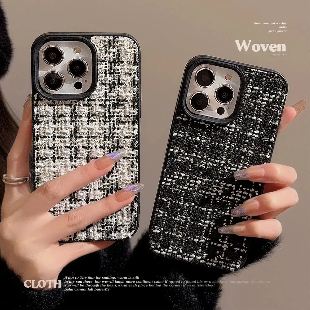 Cute Phone Cases for iPhone 11-15 Pro Max - Soft Tweed Plaid - TSP322