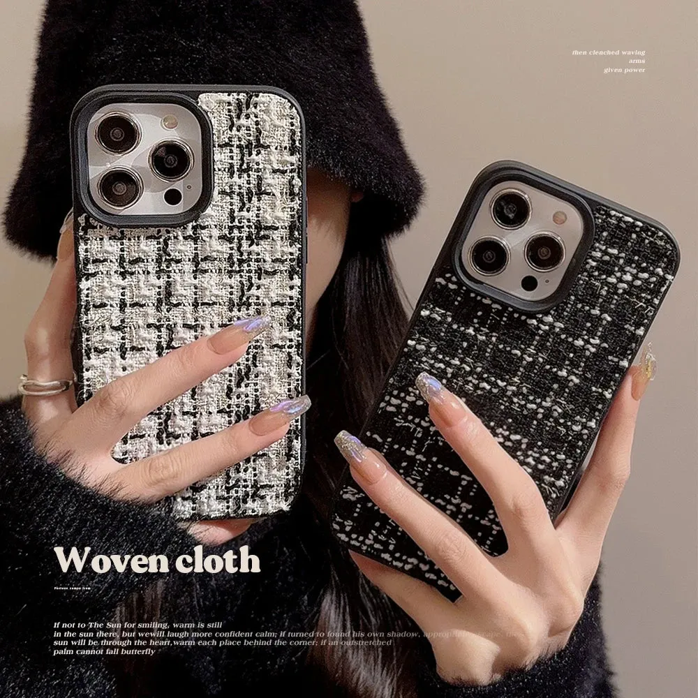 Cute Phone Cases for iPhone 11-15 Pro Max - Soft Tweed Plaid - TSP322