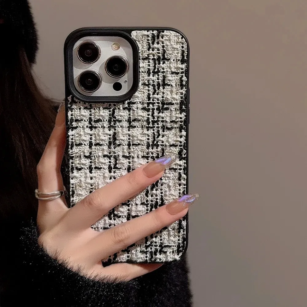 Cute Phone Cases for iPhone 11-15 Pro Max - Soft Tweed Plaid - TSP322