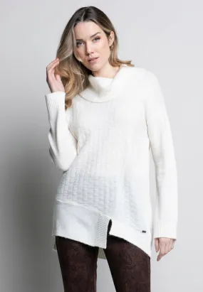 Draped Neck Asymmetrical Sweater Top