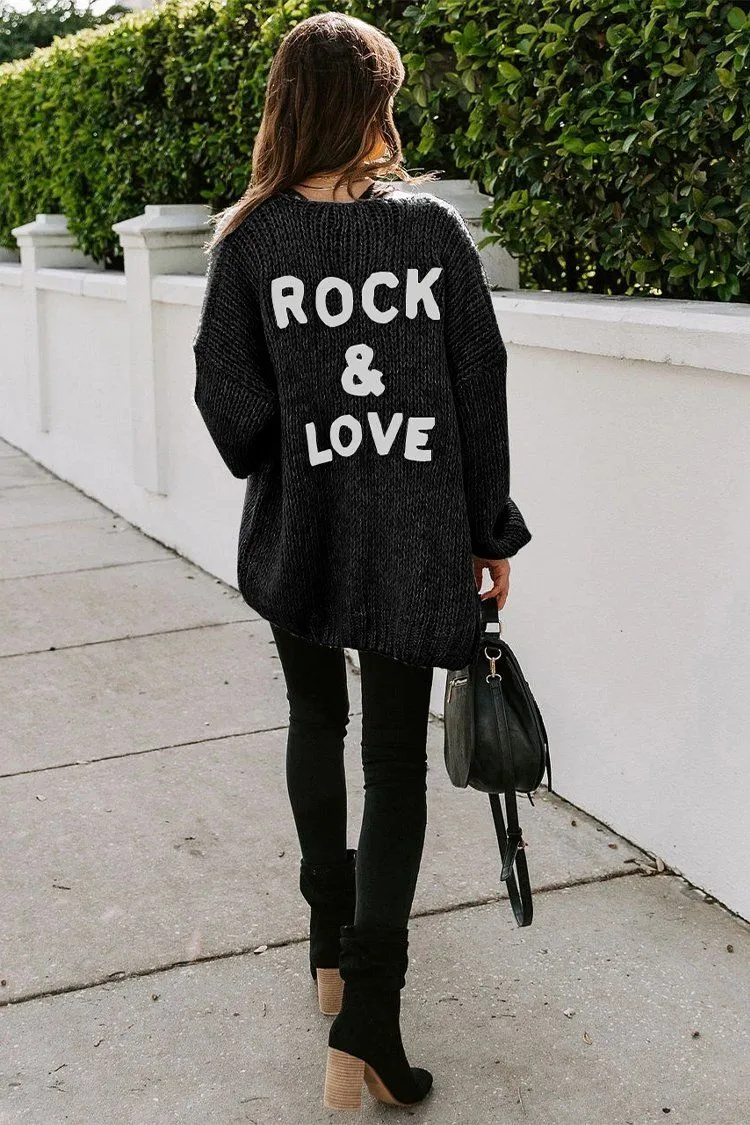 Drop Shoulder Open Front Knit Oversized Sweater Cardigan