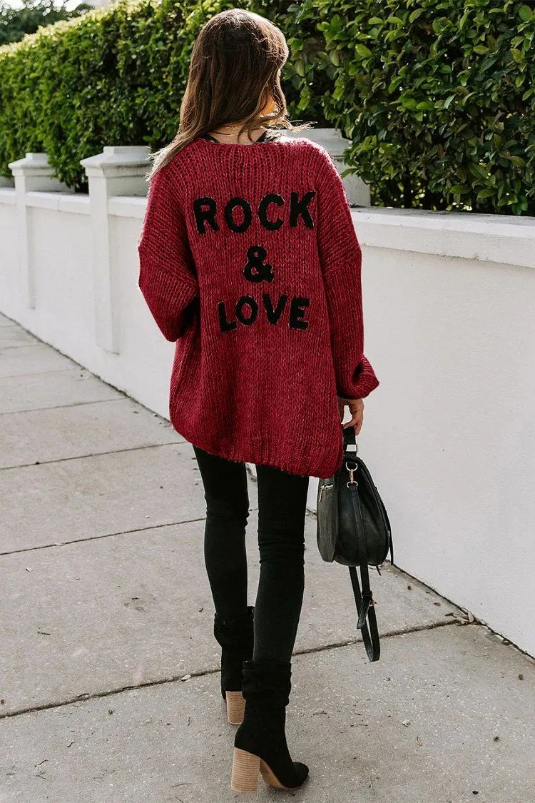 Drop Shoulder Open Front Knit Oversized Sweater Cardigan