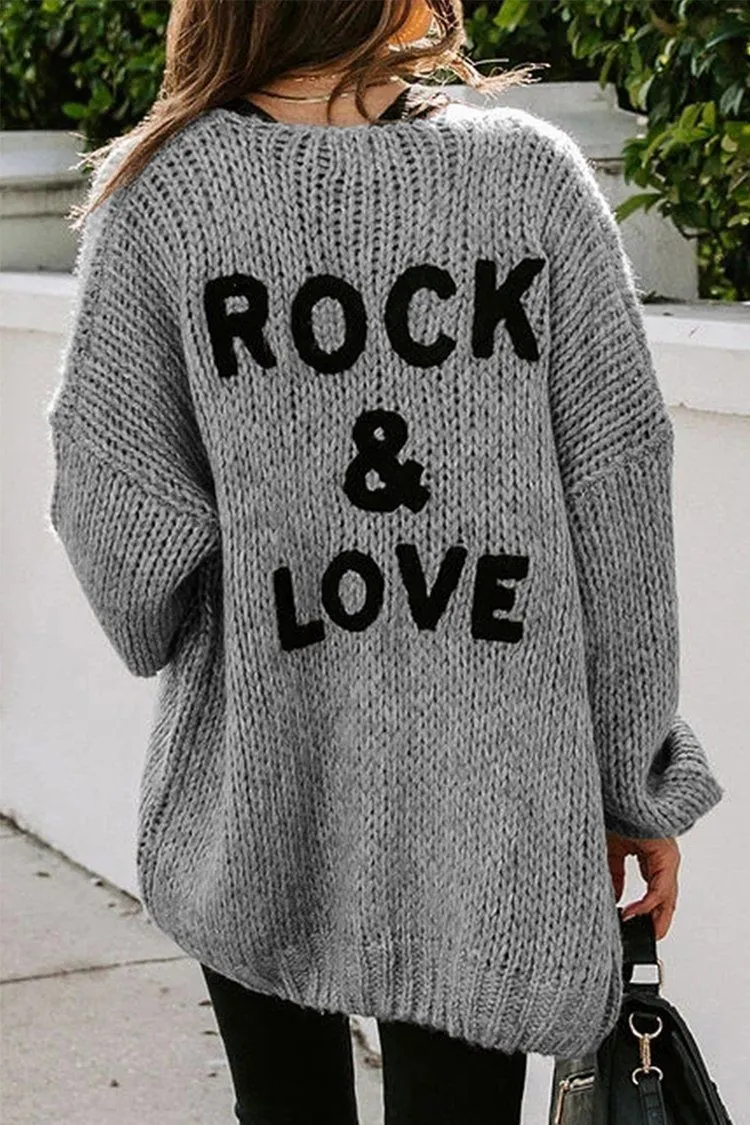 Drop Shoulder Open Front Knit Oversized Sweater Cardigan