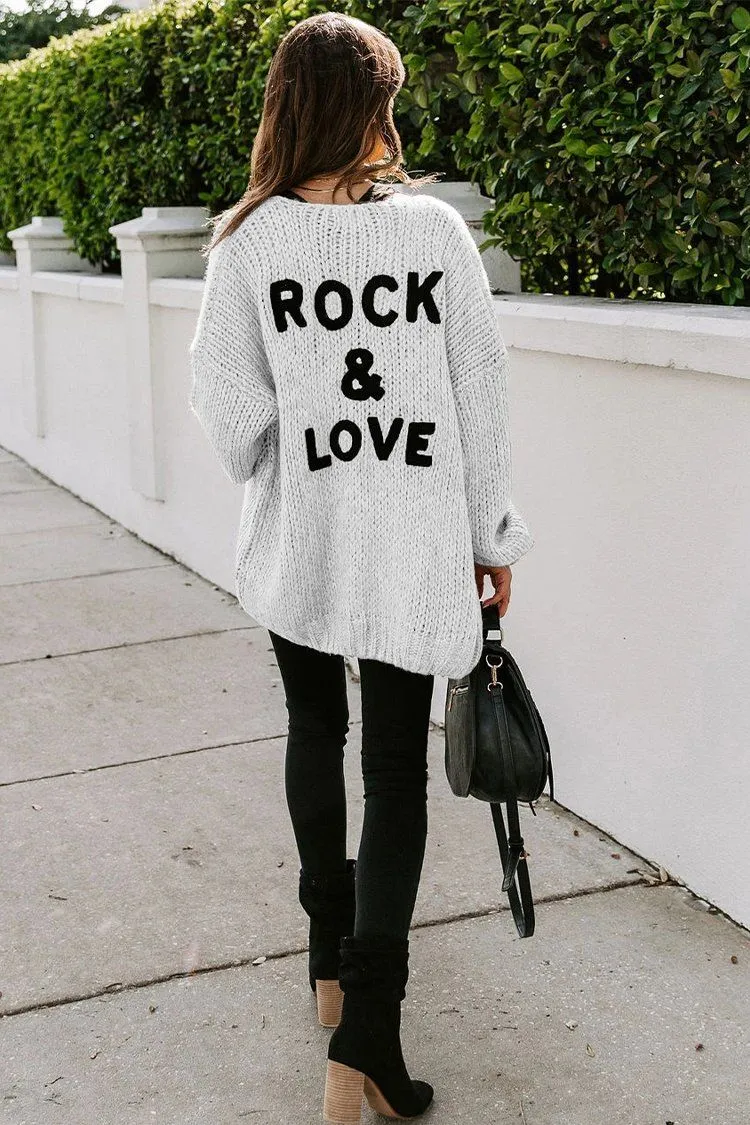 Drop Shoulder Open Front Knit Oversized Sweater Cardigan