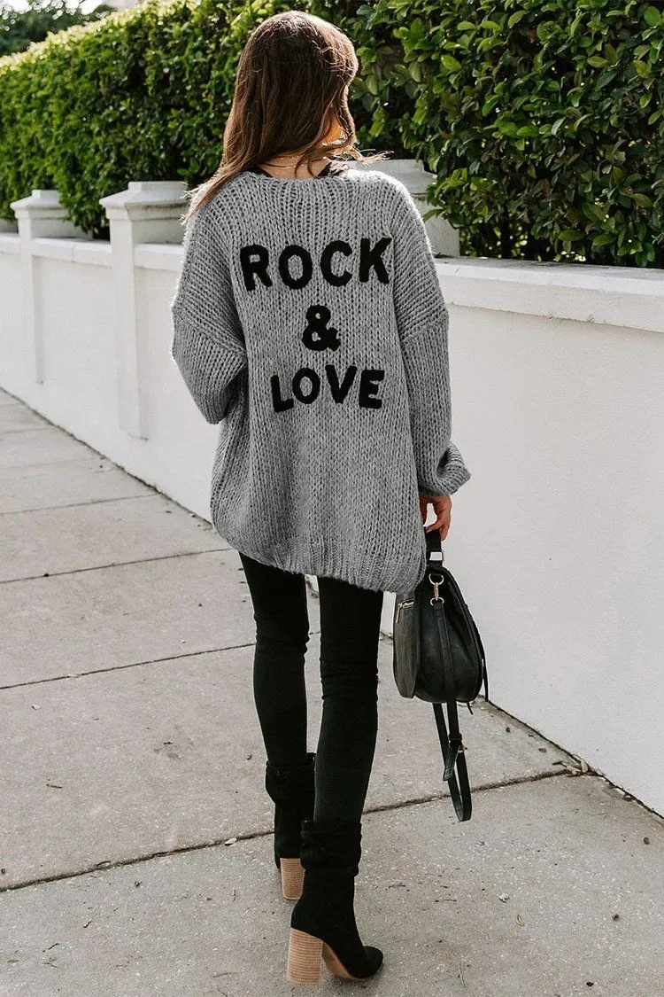 Drop Shoulder Open Front Knit Oversized Sweater Cardigan