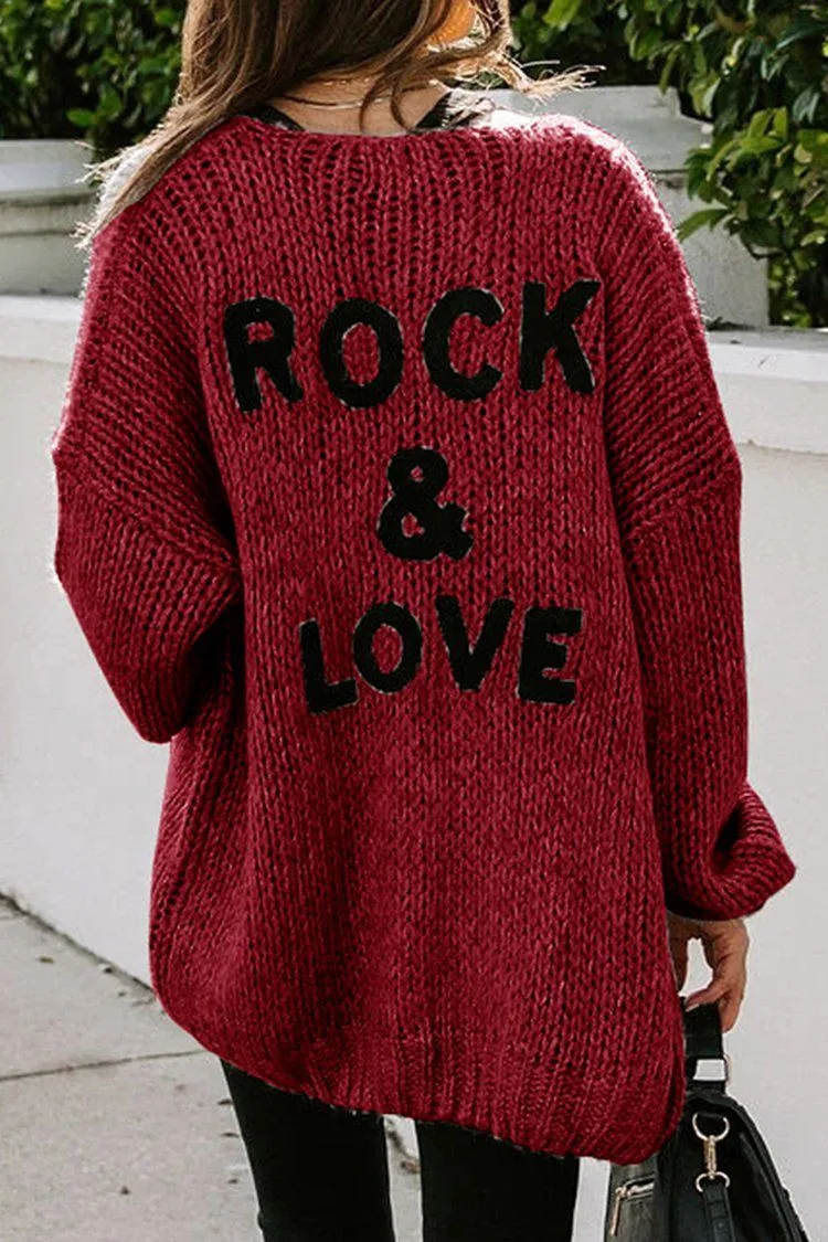 Drop Shoulder Open Front Knit Oversized Sweater Cardigan